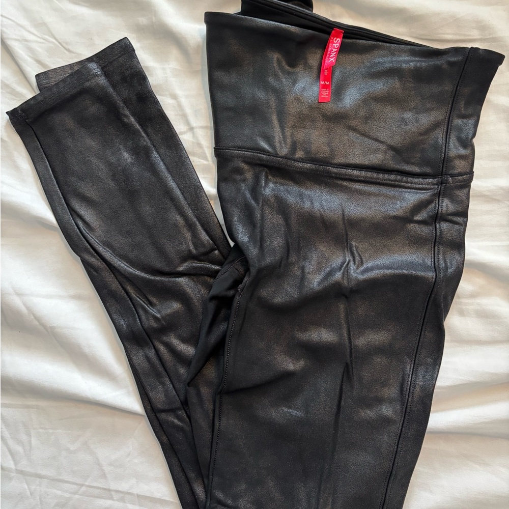 SPANX Black Faux Leather Leggings